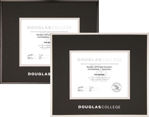 Satin silver & satin black metal frames with silver embossed logo.